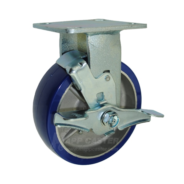 Mapp Caster 6"X2" Poly. on Aluminum Wheel Rigid Caster W/ Brake, 1,200 Lbs Cap 1463P7B620RB - main